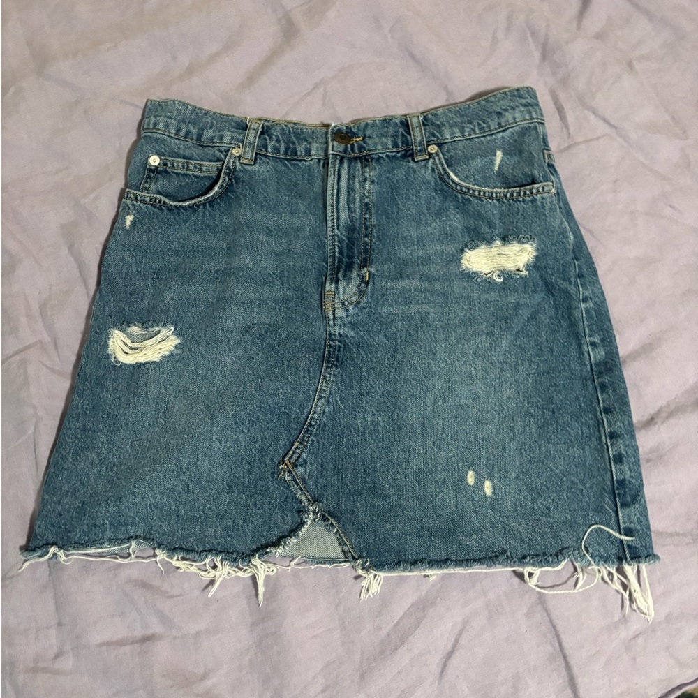 Denim Distressed Skirt